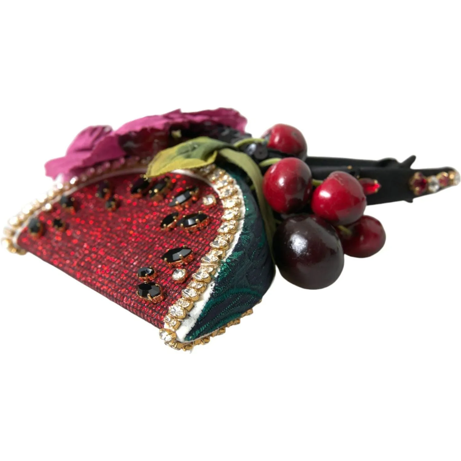 Dolce & Gabbana Red Watermelon Cherry Crystal Hairband Statement Diadem