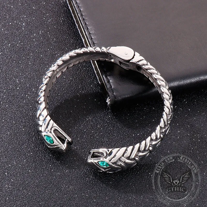 Double Headed Snake Stainless Steel Men's Open Bracelet