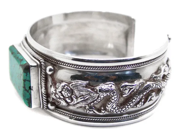 Dragon Turquoise Sterling Silver Cuff Bracelet