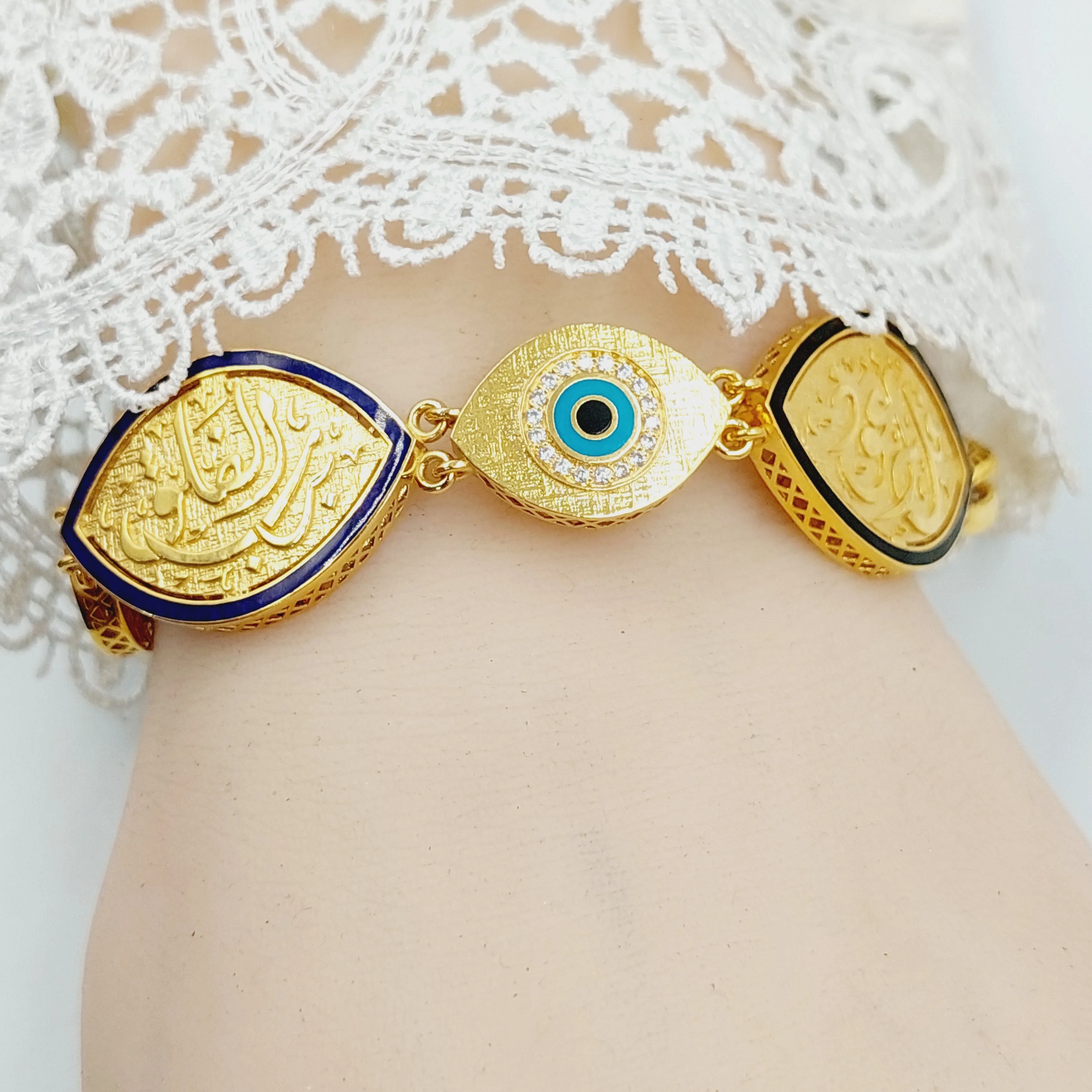 Enameled & Zircon Studded Islamic Bracelet