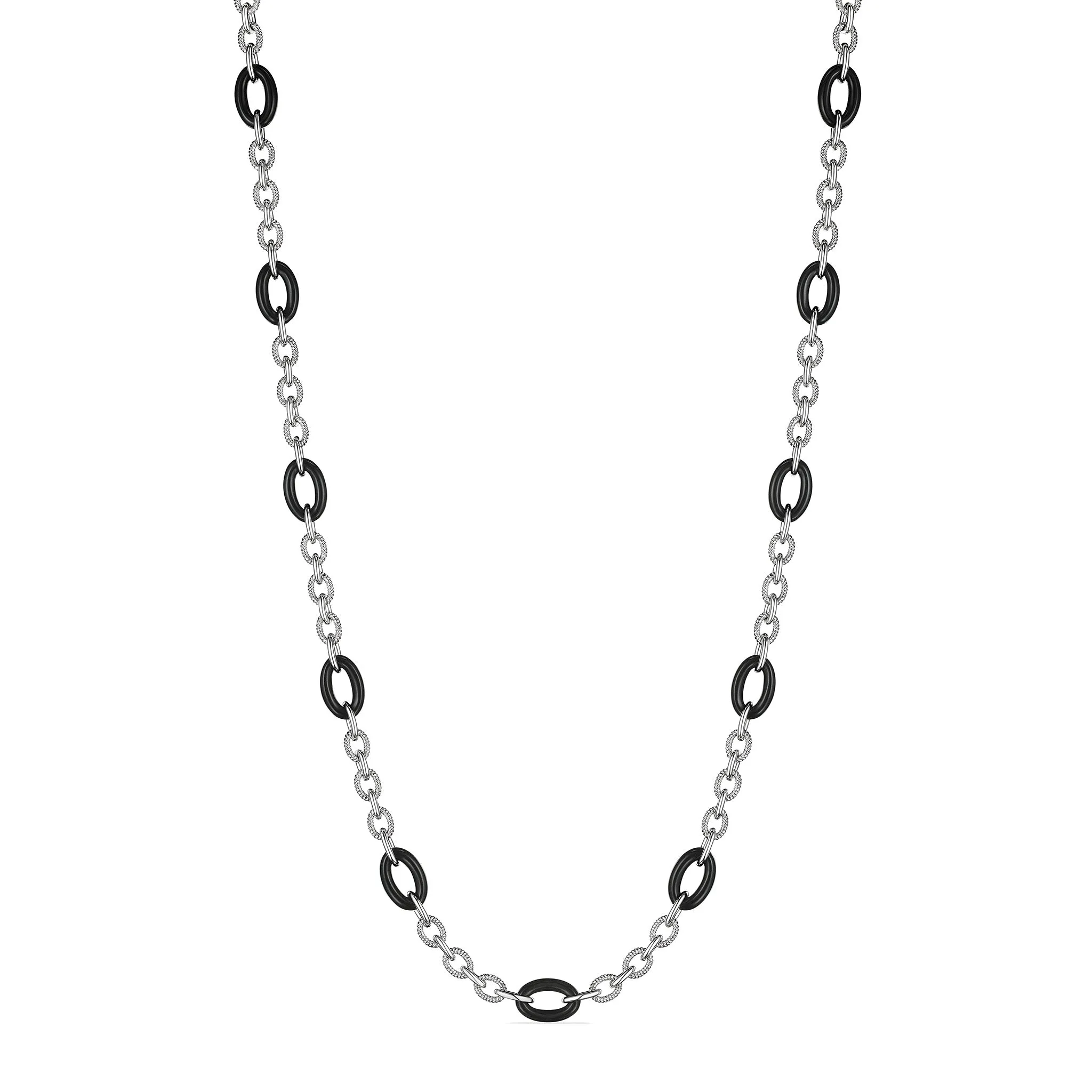 Eternity Long Signature Link Necklace with Black Onyx