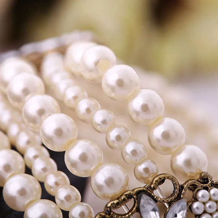 Fashion Accessories Simulated Pearl Women's Multi-layer Elastic Bracelet Accessories Free Shipping Bracelets & Bangles