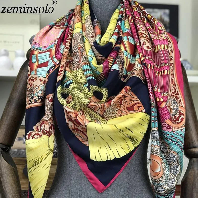 Fashion Square Silk Foulard Printed Bandana  Scarf