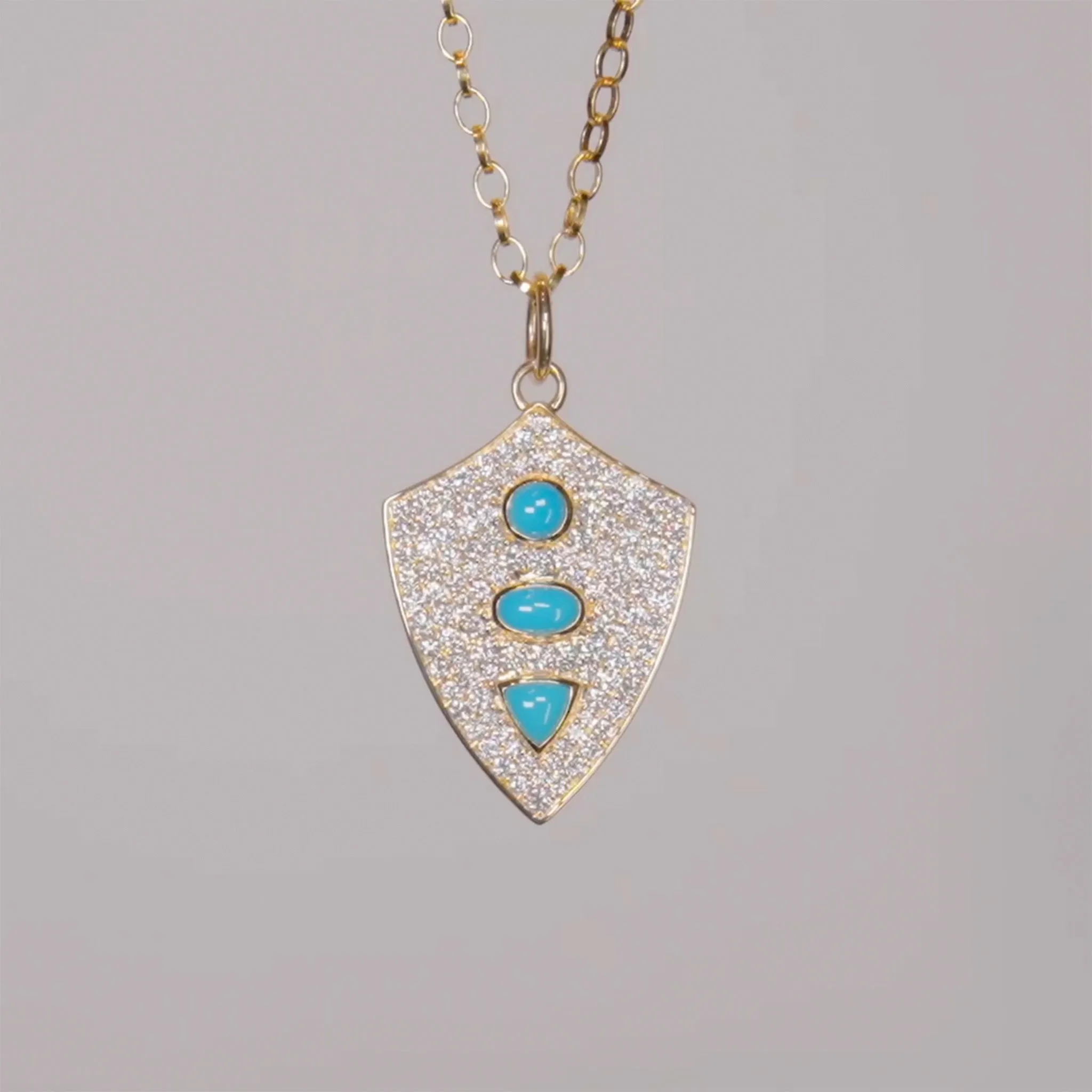 Fearless Shield with Turquoise and Pave Diamonds