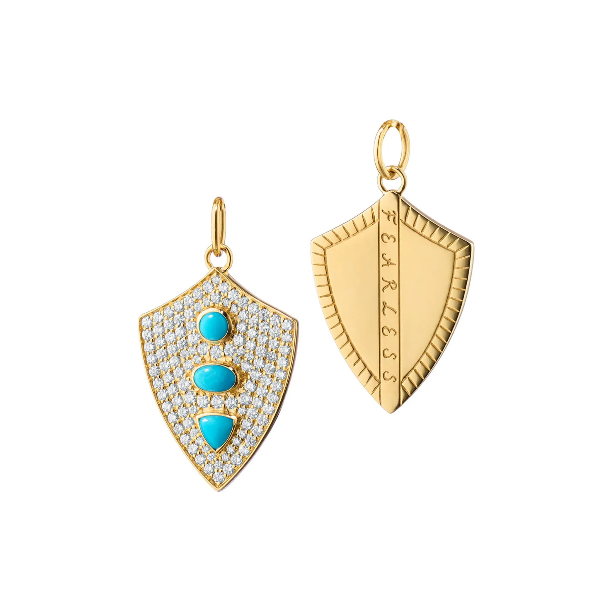 Fearless Shield with Turquoise and Pave Diamonds