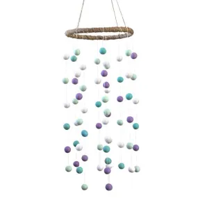 Felt Ball Nursery Mobile- Lavender, Turquoise- LARGE