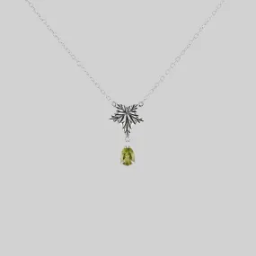 FERONIA. Ivy Leaf Peridot Drop Necklace - Silver