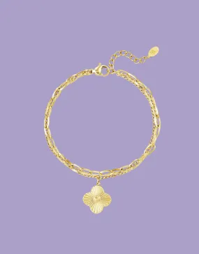 Flower charm layered bracelet