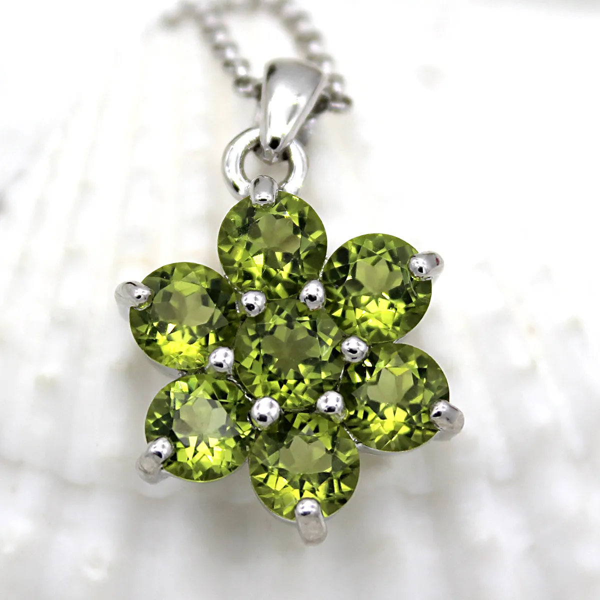 Flower Cluster Peridot Fine Necklace Pendant