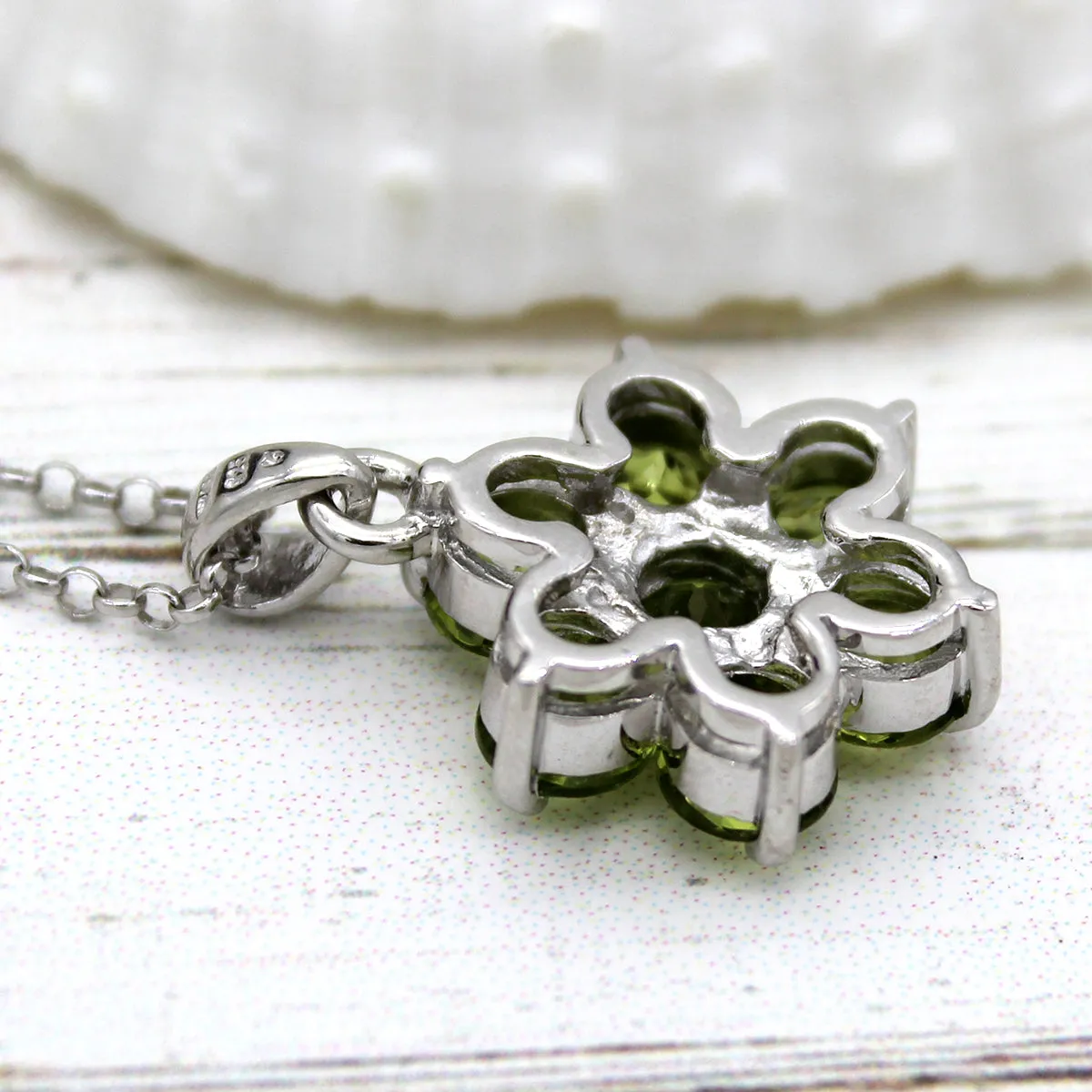 Flower Cluster Peridot Fine Necklace Pendant