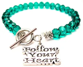 Follow Your Heart Crystal Beaded Toggle Style Bracelet