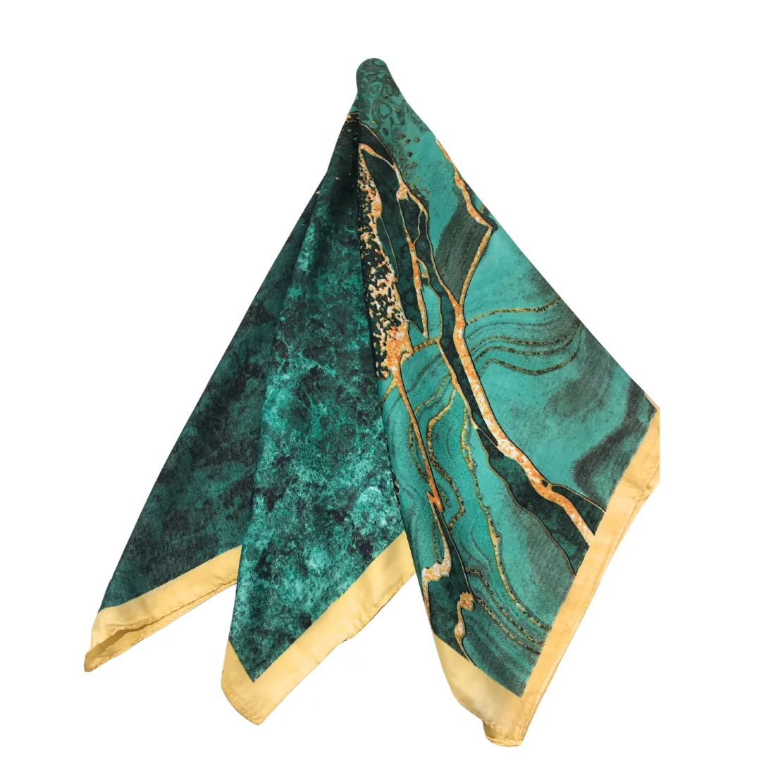 Forest Green Abstract Motif Satin Scarf