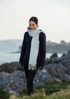 Foxford Blue & White Herringbone Cashmere Scarf