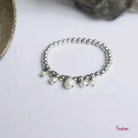 Fresh Water Pearl in Silver Beads Bracelet