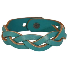 GENUINE BRAIDED LEATHER TURQUOISE BRACELET