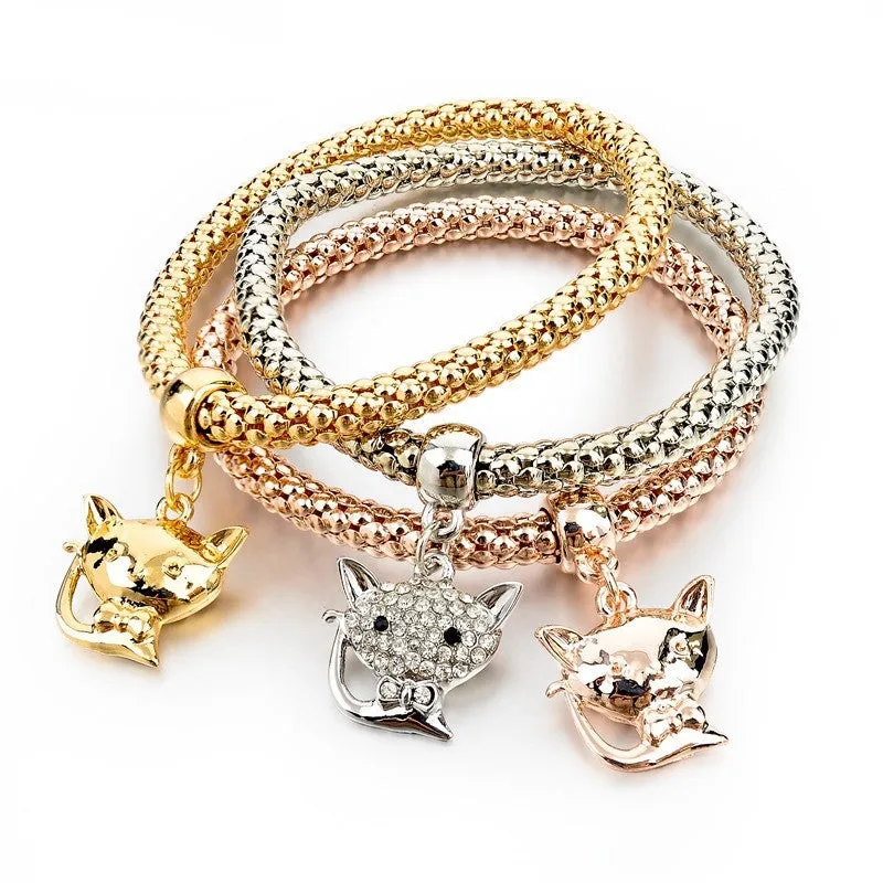 Girls Charm Bracelets Bangles Gold/Silver Plated Friendship Bracelets Bijioux Pendant Bracelet Pulseira Feminina