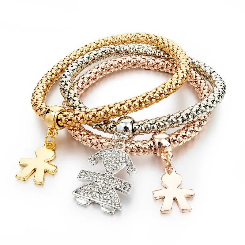 Girls Charm Bracelets Bangles Gold/Silver Plated Friendship Bracelets Bijioux Pendant Bracelet Pulseira Feminina