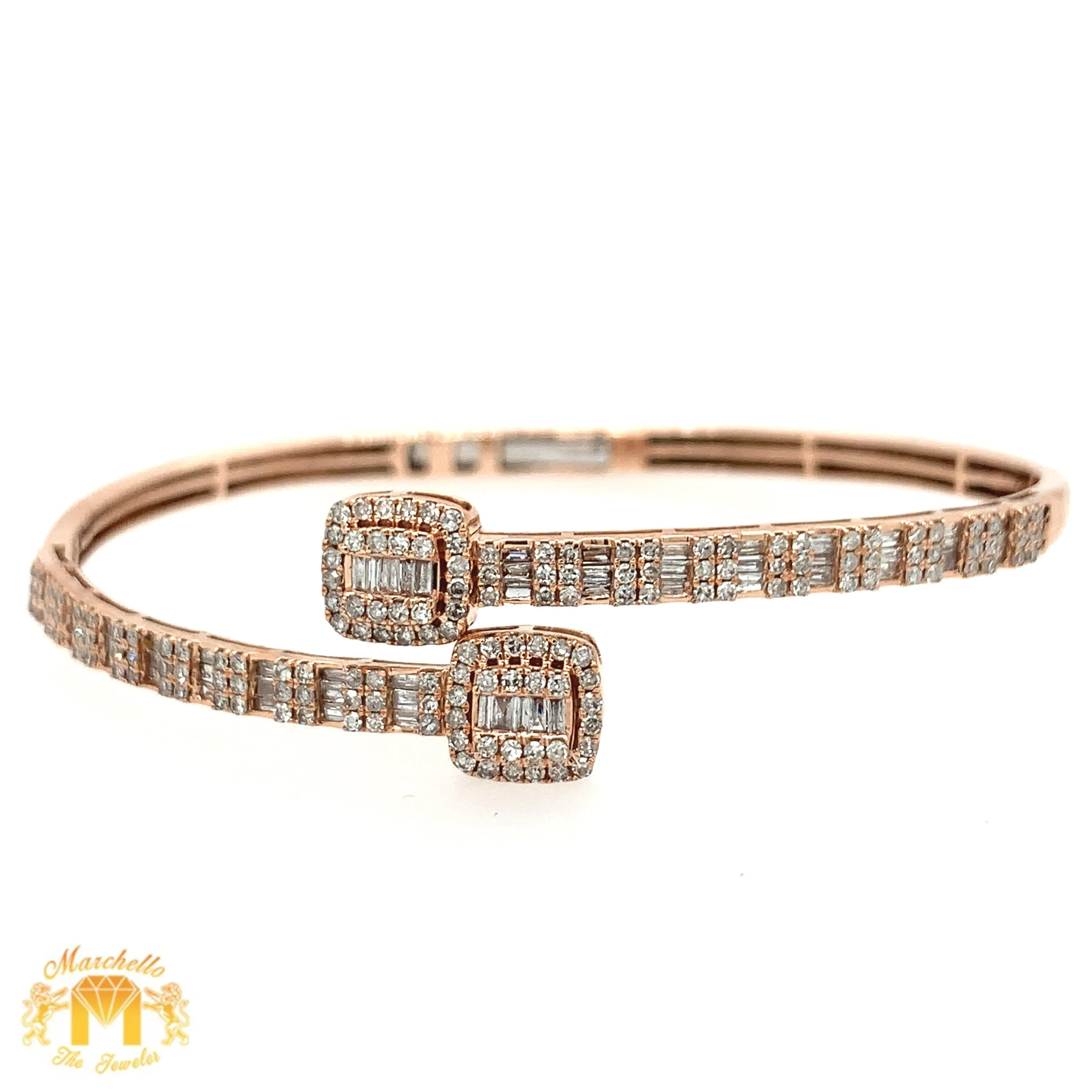 Gold and Diamond Twin Squares Cuff  Bracelet (choose gold color)