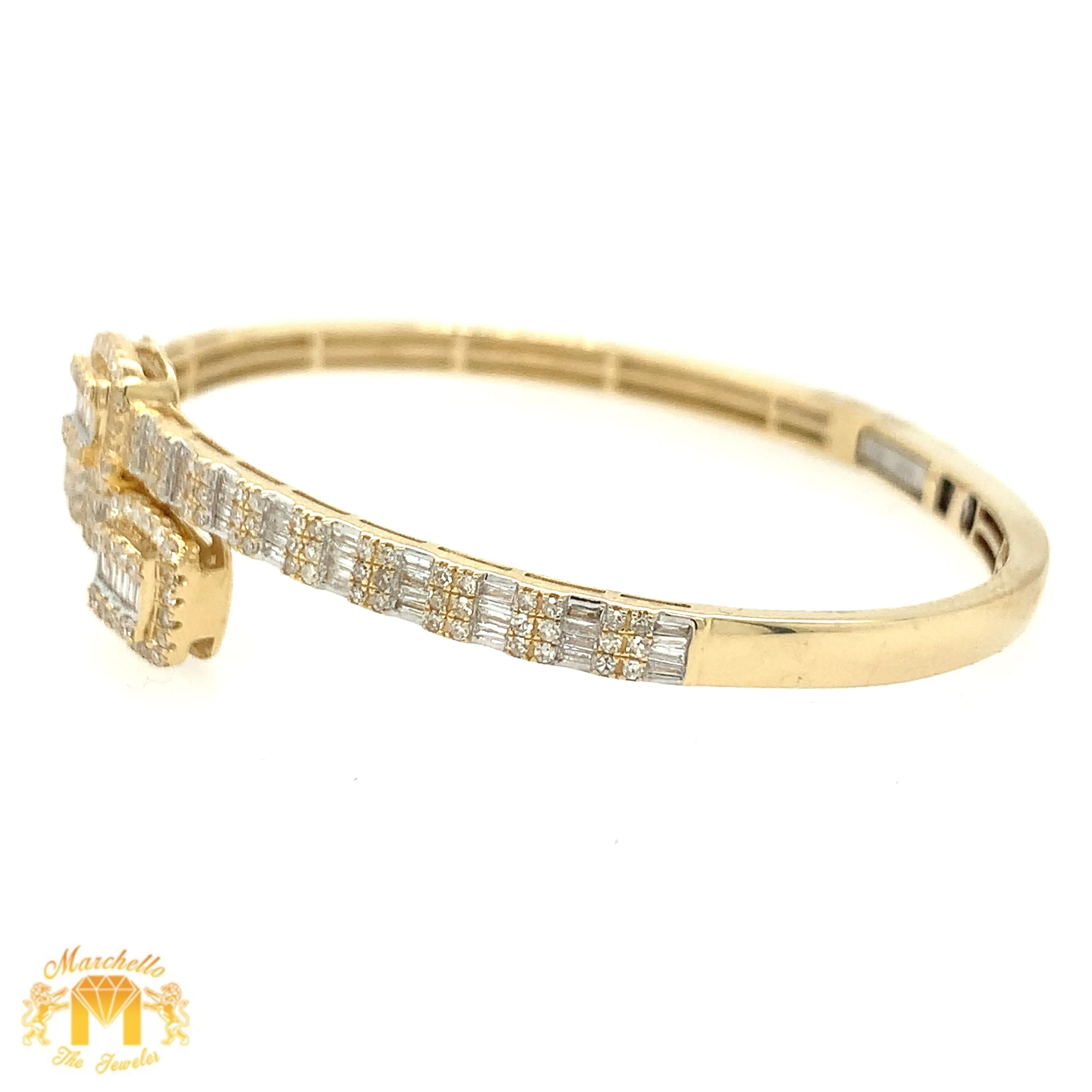 Gold and Diamond Twin Squares Cuff  Bracelet (choose gold color)