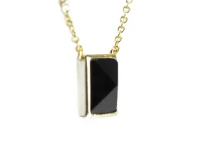 Gold-Dipped Jet Black Pyramid Stud Necklace 17 inch