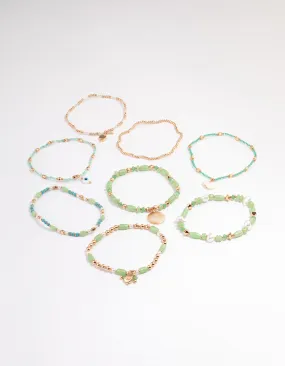 Gold Mixed Bead Irregular Pearl Bracelet Pack