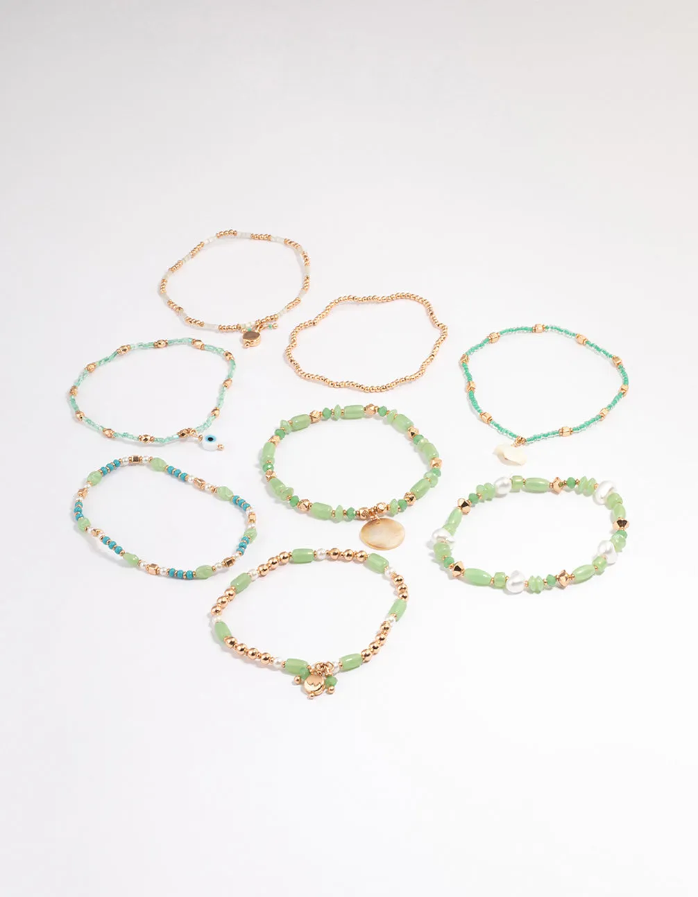 Gold Mixed Bead Irregular Pearl Bracelet Pack