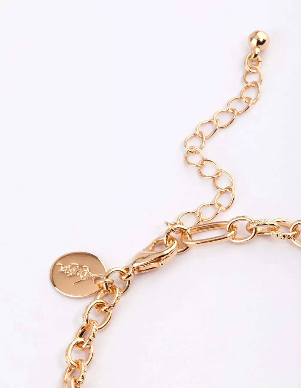 Gold Mixed Stone Coin & Hand Motif Bracelet