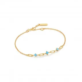 Gold Turquoise Link Bracelet B033-02G