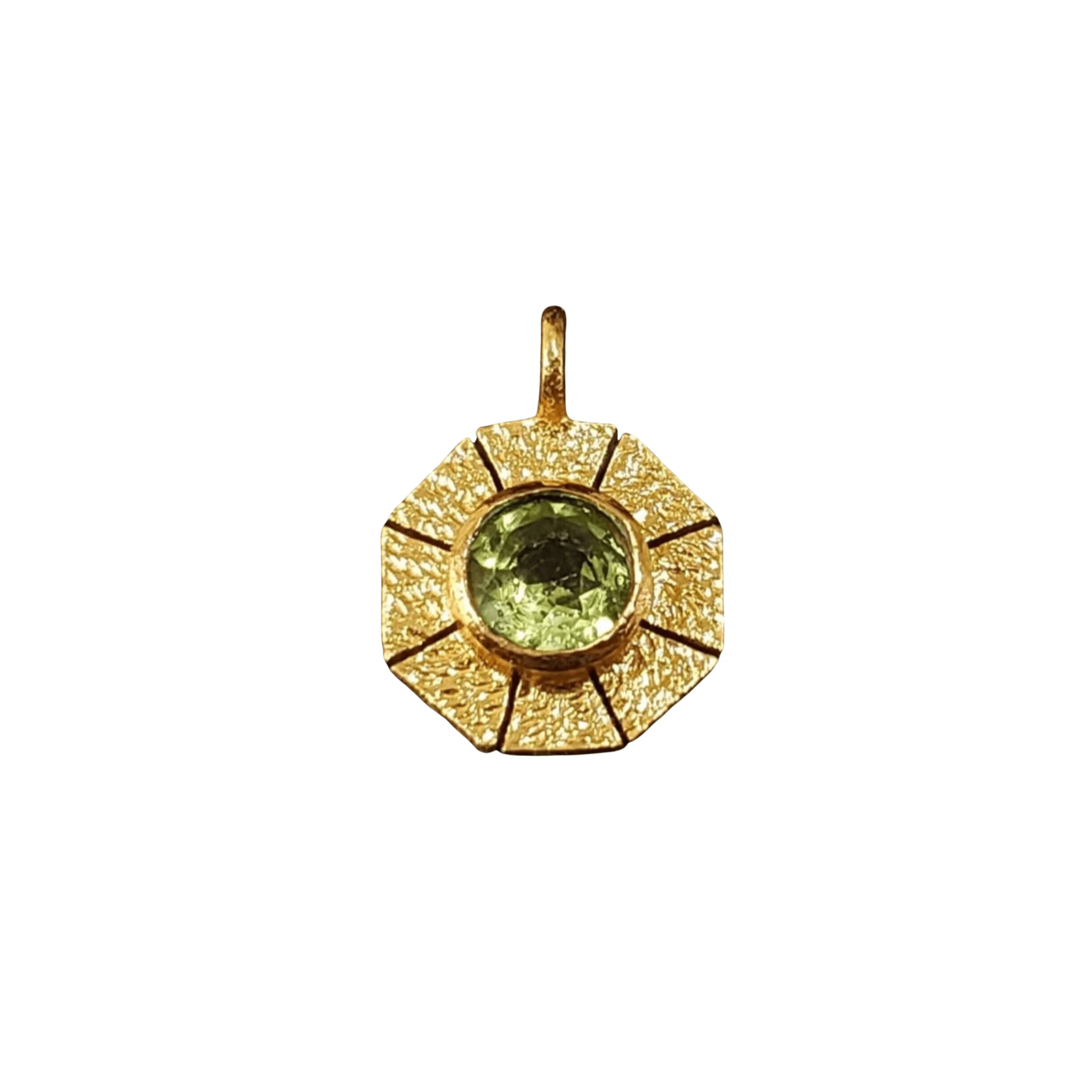 Gold Vermeil Hexagon Shape Peridot Charm Pendant