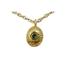 Gold Vermeil Round Natural Green Peridot Charm