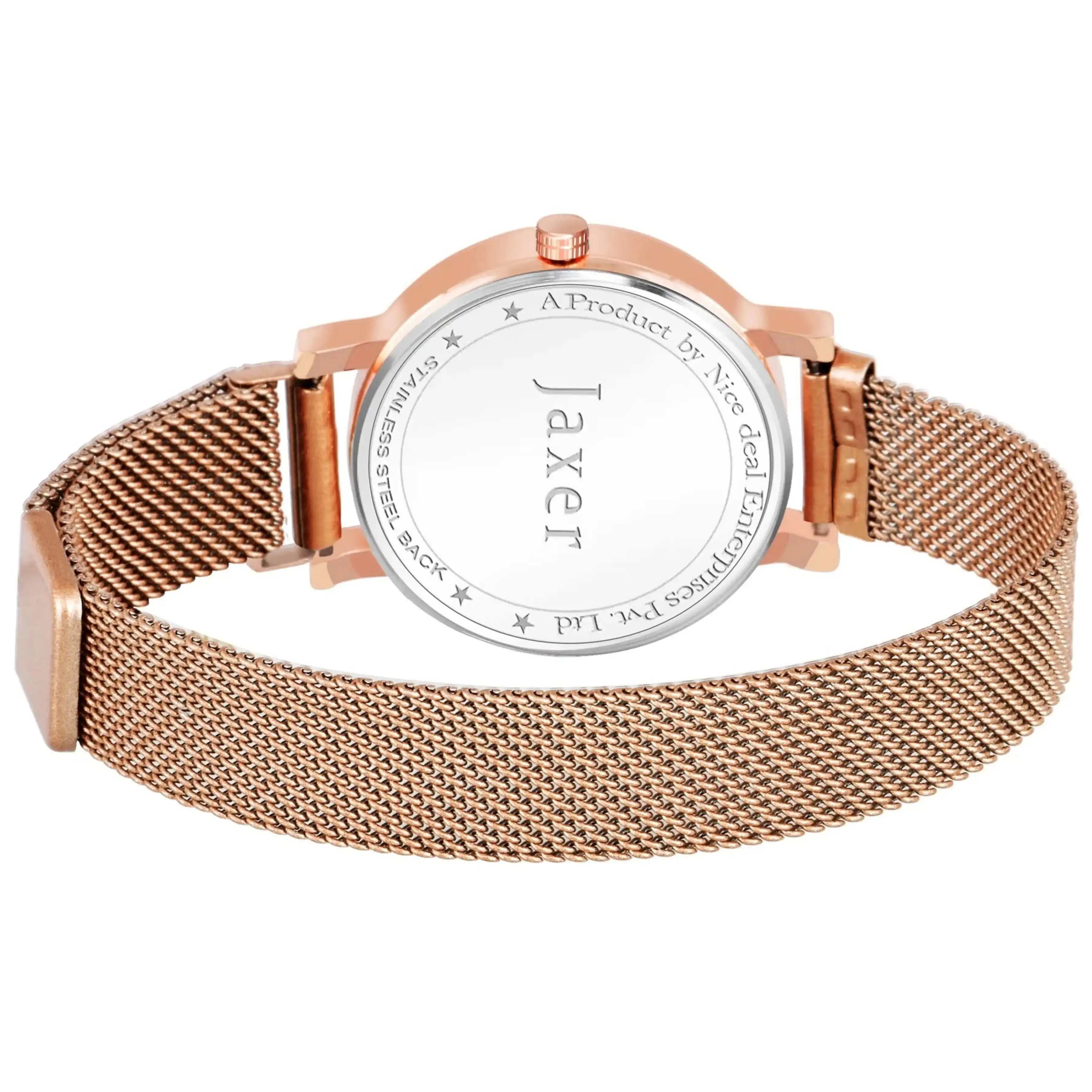 Golden Mesh Chain with Silver Dial Analog Wrist Watch For Women - JXRW2578