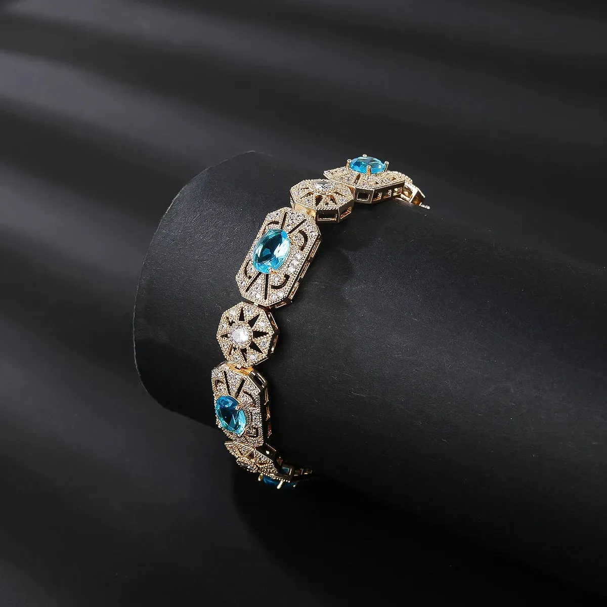 Gorgeous 4Colors Cubic Zircon Chain Bracelets Bangle for Brides Wedding Party  Fashion Jewelry for Women Gift  CK10189