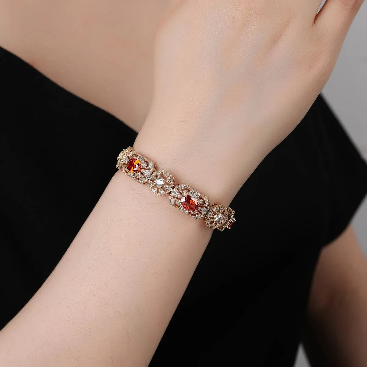 Gorgeous 4Colors Cubic Zircon Chain Bracelets Bangle for Brides Wedding Party  Fashion Jewelry for Women Gift  CK10189