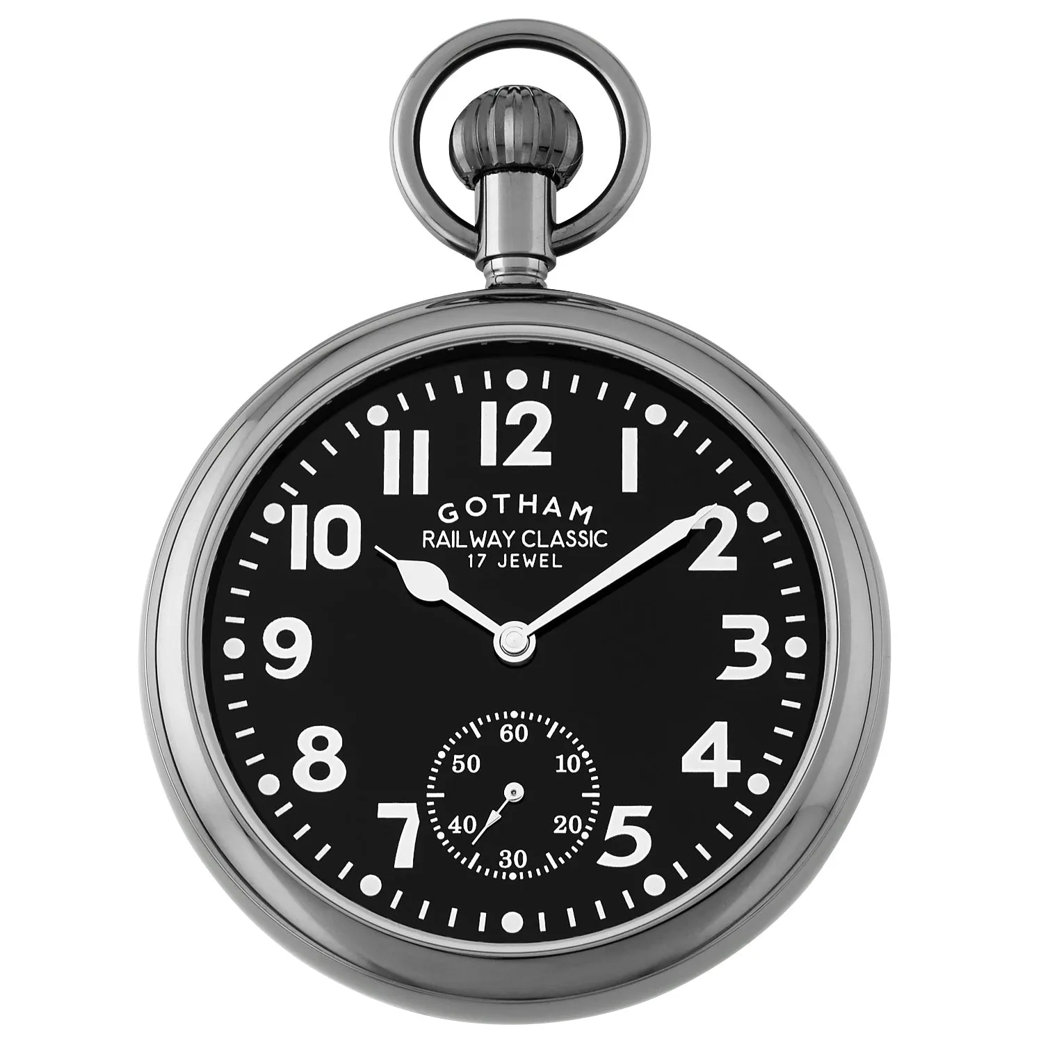 Gotham Men's Gun-Tone Mechanical Hand Wind Railroad Pocket Watch # GWC14104BBK