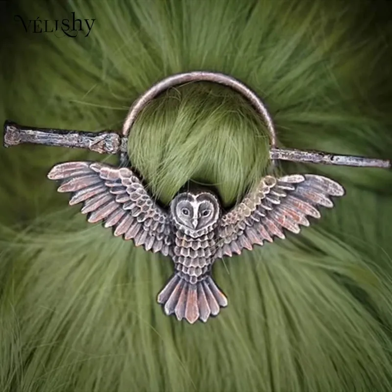 Gothic Retro Owl Hairpin - Unique Boho Metal Hair Stick