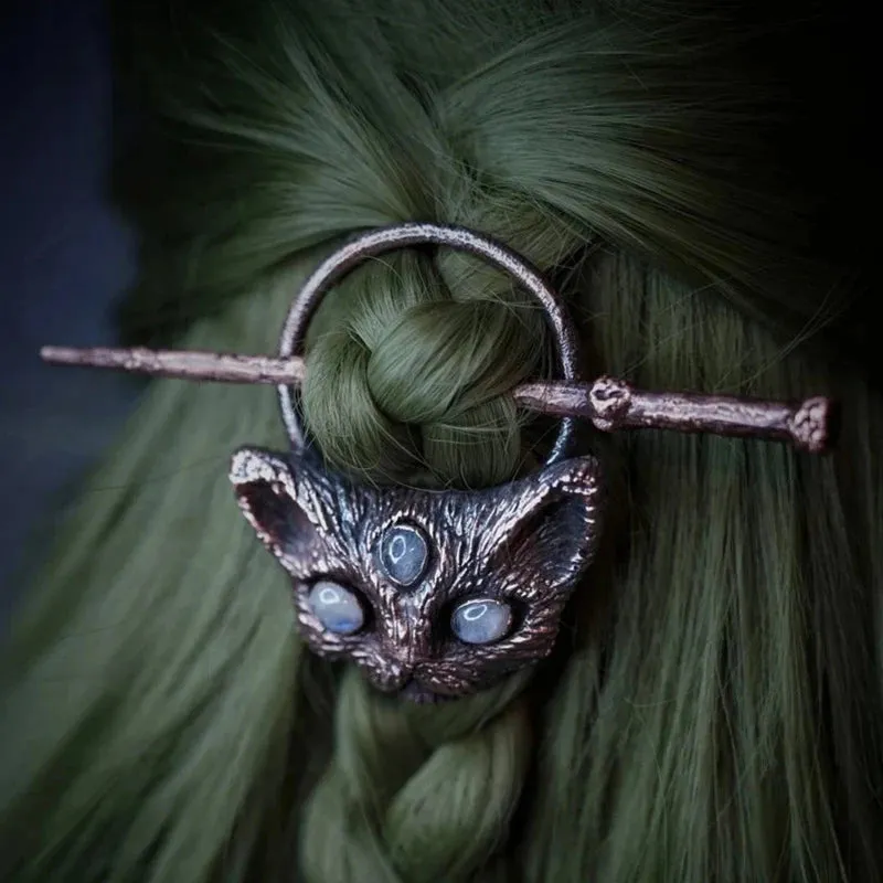 Gothic Retro Owl Hairpin - Unique Boho Metal Hair Stick