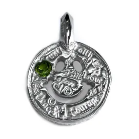 Graffiti Happy Face Charm Custom Rhodium Plated with Peridot