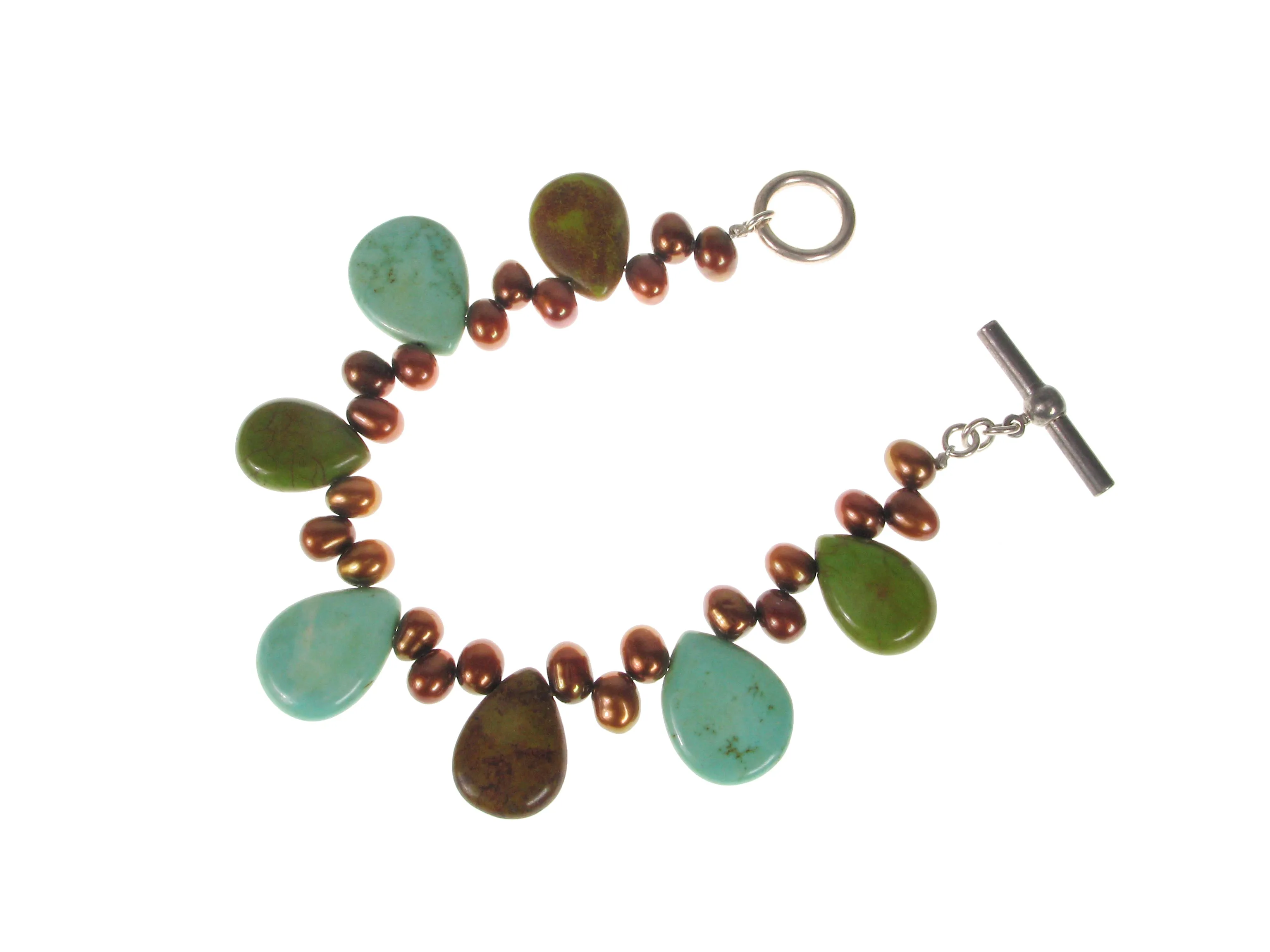 Green Turquoise and Pearl Bracelet