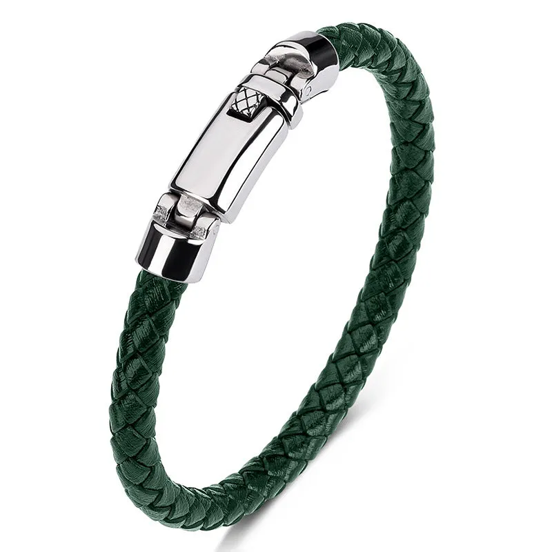 Hand-woven Leather Stainless Steel Classic Light Luxury Men And Women Bracelet