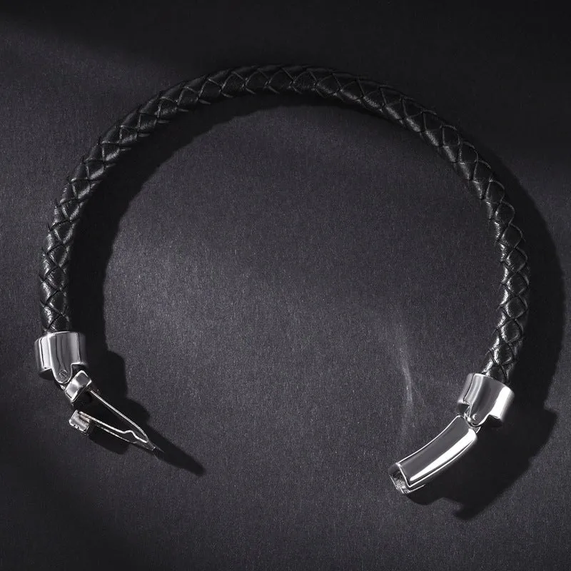 Hand-woven Leather Stainless Steel Classic Light Luxury Men And Women Bracelet