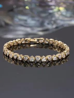 Heart Tennis Bracelet 925 Sterling Silver 18K Gold Vermeil Statement Luxury Bracelets