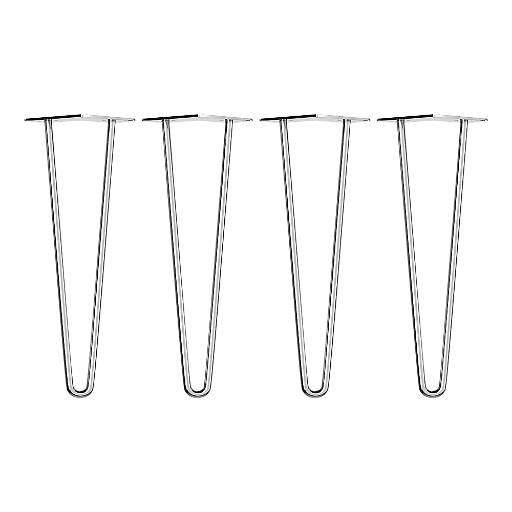 Heavy-Duty Chrome Hairpin Table Legs Set, Steel, 41cm