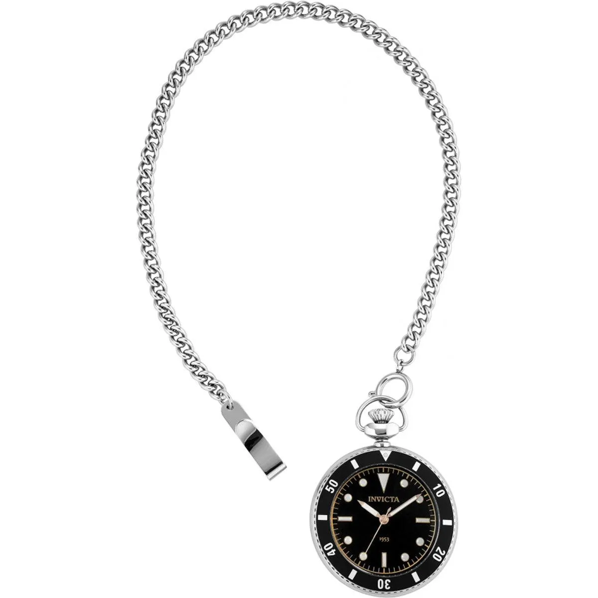 Invicta Men's Japanese Quartz Pocket Watch - Vintage Rotating Bezel Black Dial | 34400