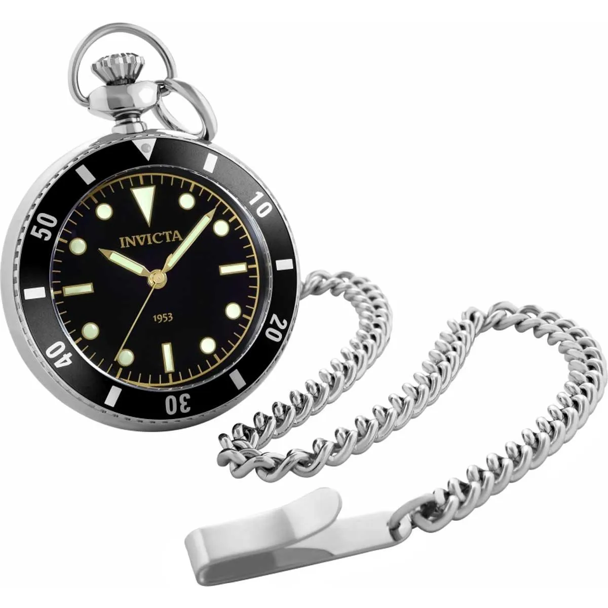 Invicta Men's Japanese Quartz Pocket Watch - Vintage Rotating Bezel Black Dial | 34400