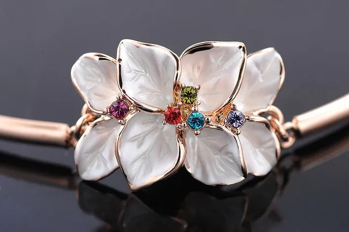 Italina Rigant Classic Flower Bracelet Rose Gold Plated With Genuine Austrian Crystal Mother's Day Gift