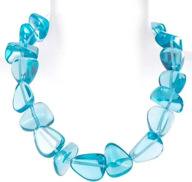 Jackie Brazil Sugar Resin Flintstone Bone Diamonds Necklace (Light Blue Transparent)