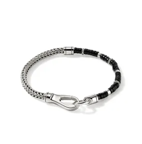 John Hardy Heishi Sterling Silver Black Onyx Bead Bracelet