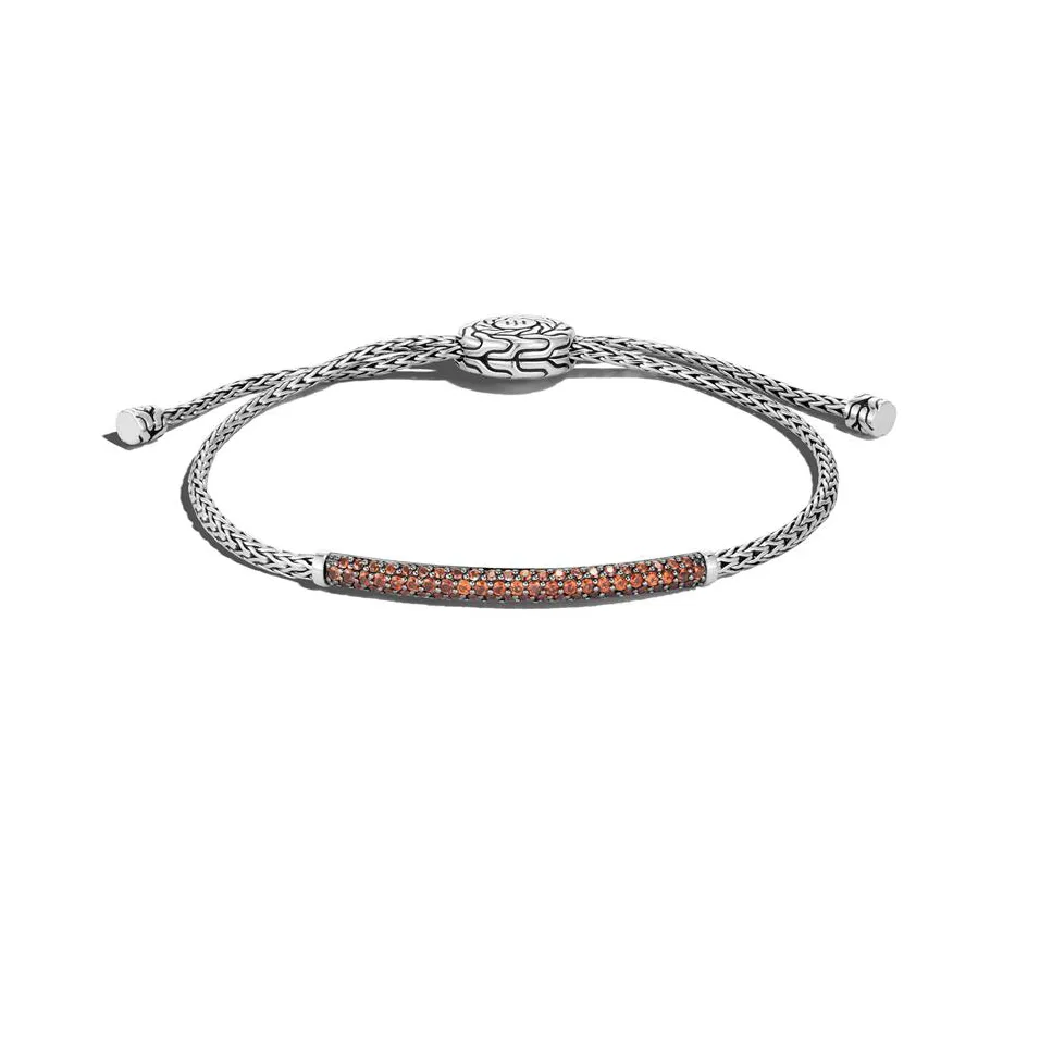 John Hardy Mini Chain Pull Through Bracelet with Garnet