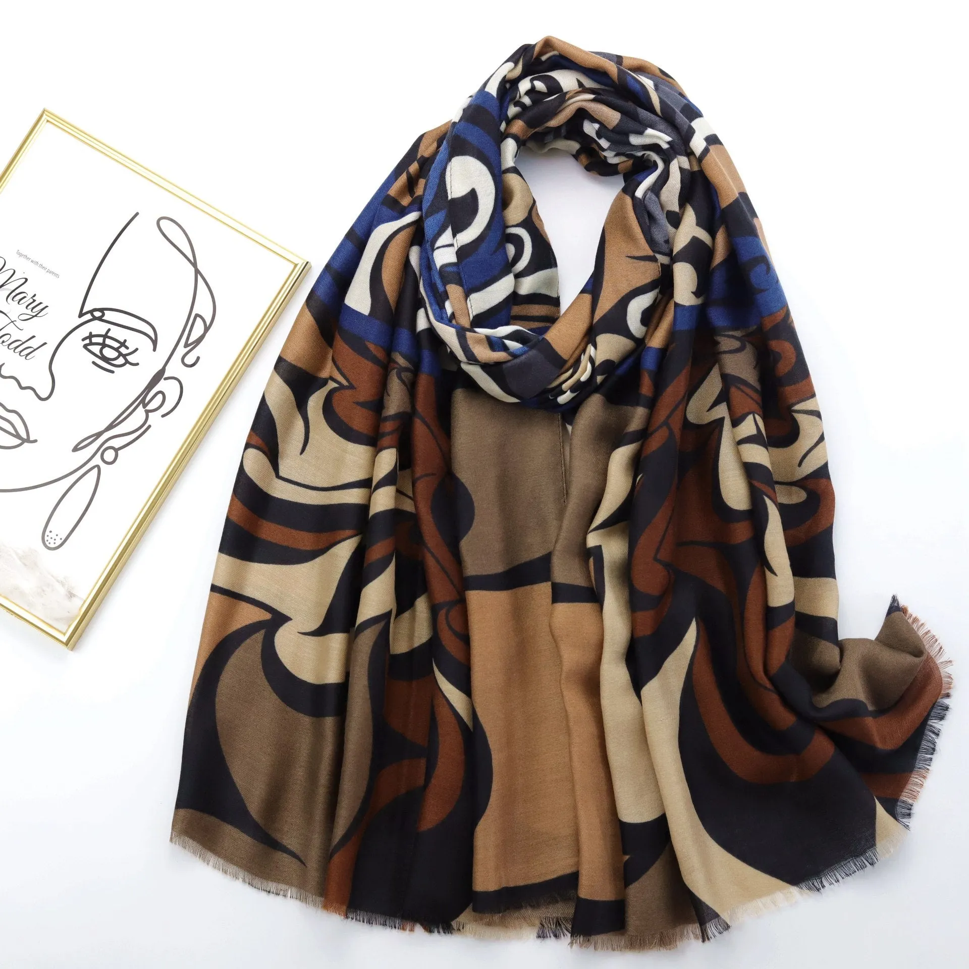 JY221059 Geometric pattern printed scarf