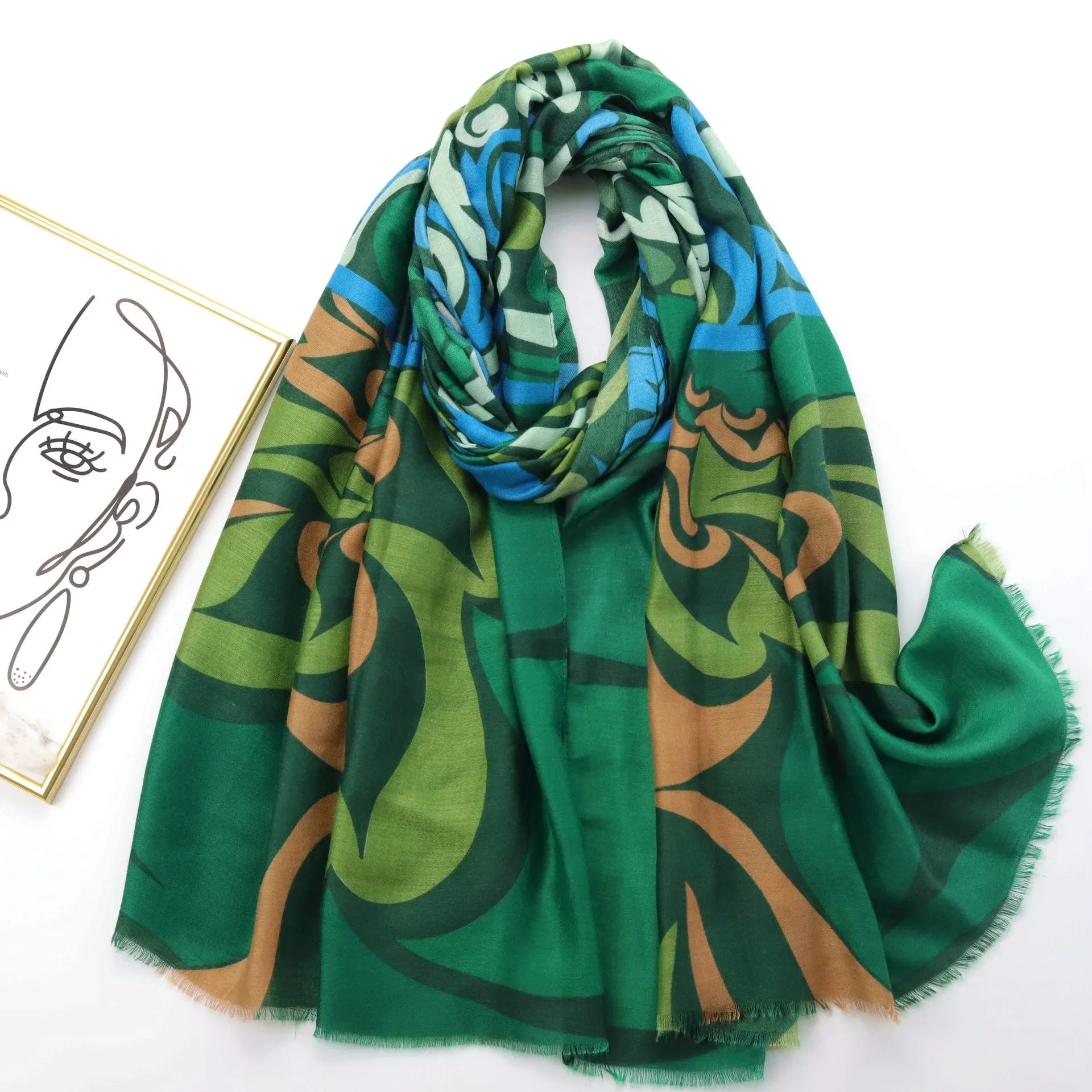 JY221059 Geometric pattern printed scarf